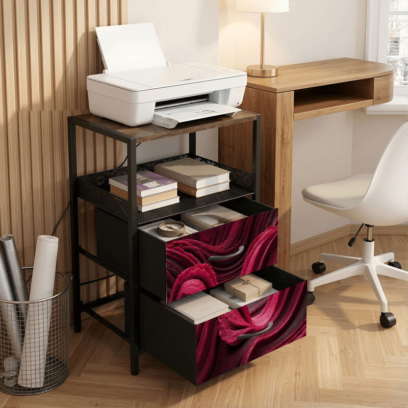 Table de chevet 2 tiroirs avec station de charge, table de chevet pour chambre avec ports USB et amp; Table de chevet noire Outlets
