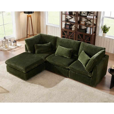 Oversized Modular Corduroy Sectional Sofa Extra Deep Cloud Couch With Ottoman Chaise