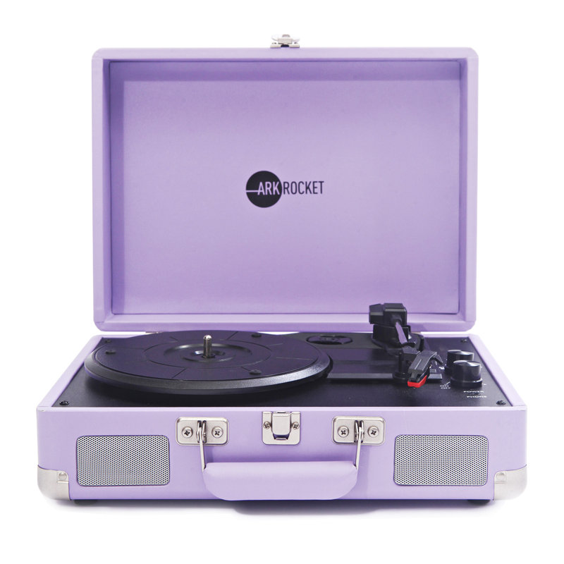 Valise tourne-disque Bluetooth à 3 vitesses avec haut-parleurs intégrés Arkrocket Curiosity, Lavender
