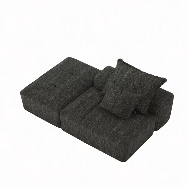 Modular Sectional Sofa,Sparkling Chenille Fabric Soft Cushion Sofa With 2 Pillows,DIY Combination Tufted Sofa,No Assembly Required