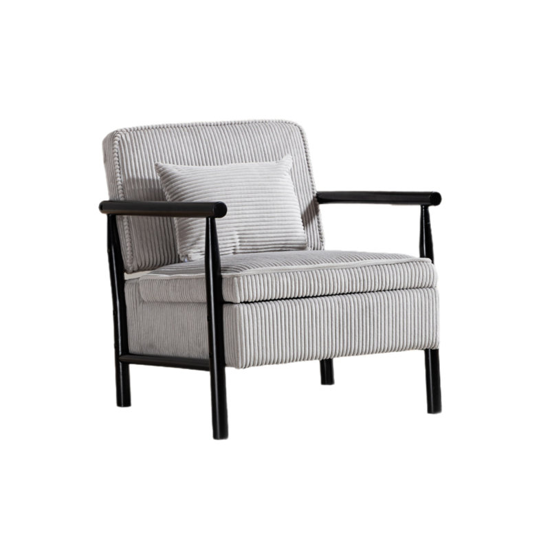 Chaise décorative à structure en bois avec coussin de taille, chaise de rangement adaptée au solarium de la chambre à coucher