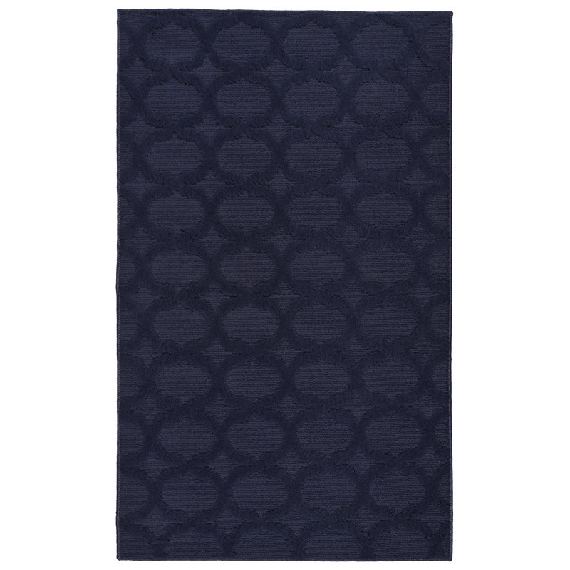 Tapis bleu foncé en polypropylène touffeté à la machine Togut, Rectangle 4pi x 6 pi