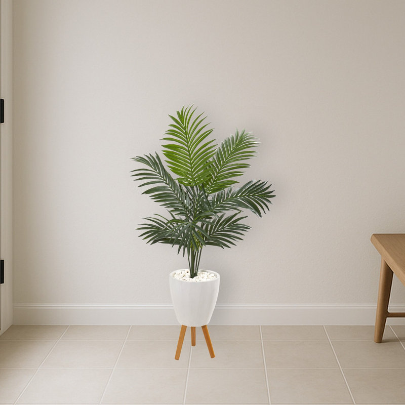 Kentia Artificial Palm Tree in White Planter with Legs