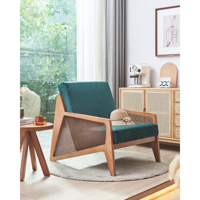 Chaise de loisir en bois massif de style nordique, Green, Natural Wood