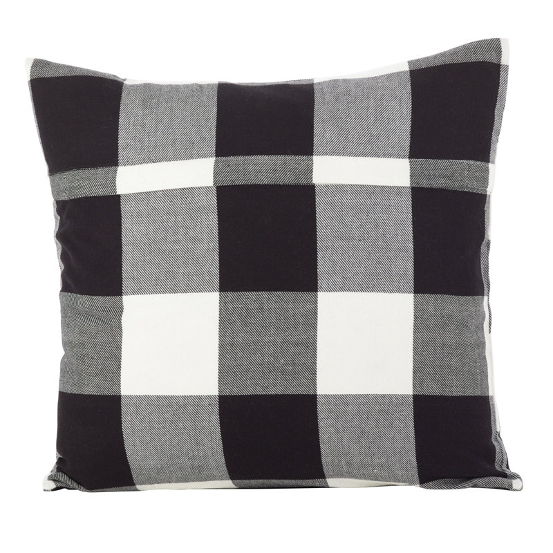  Housse de coussin intérieure / extérieure carrée à carreaux, Noir / blanc, Housse de coussin seulement - sans insert