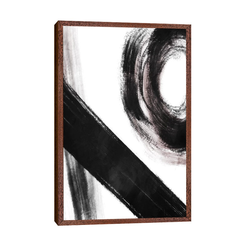 Strokes IV by On Rei - Painting on Canvas, 66.04cm H x 45.72cm W x 3.81cm D, Classic Brown Wood Framed