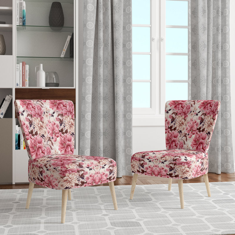 Chaise d'appoint rembourrée Cottage A, Bouquet de pivoines rose tendre