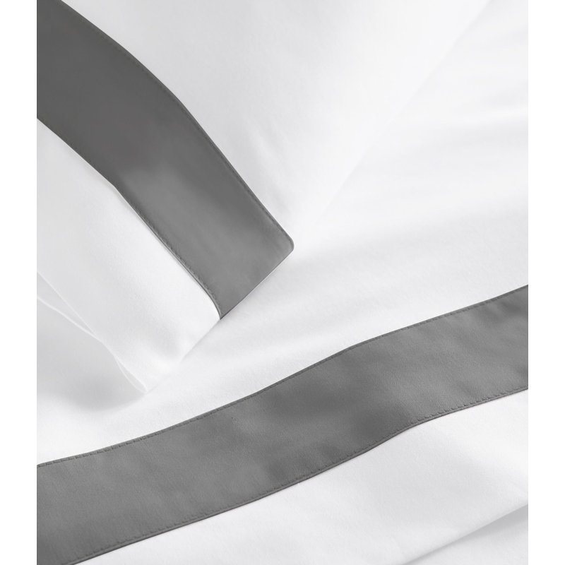 Soprano Trim 420 Thread Count Pima Cotton Sateen Pillowcase, King, White/Platinum
