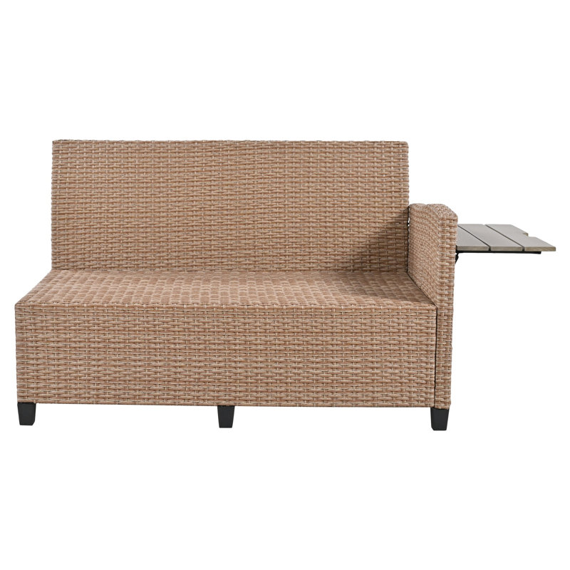 Ensemble modulaire d'extérieur en rotin 5 pièces avec 2 tables d'appoint extensibles PE