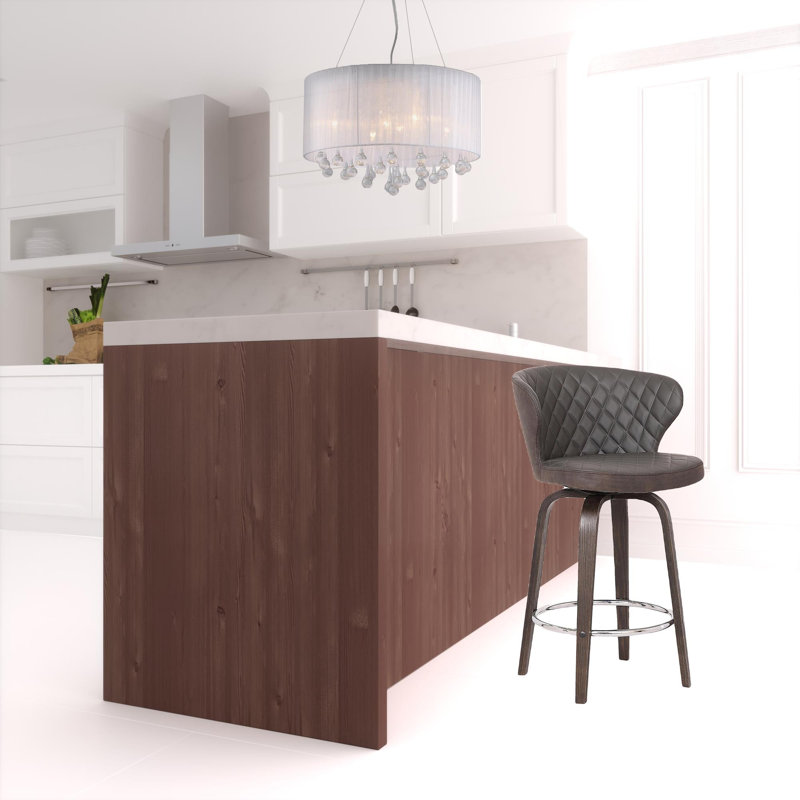 Chaise pivotante en similicuir et fer brun, Tabouret de comptoir (siège d'une hauteur de 26 p