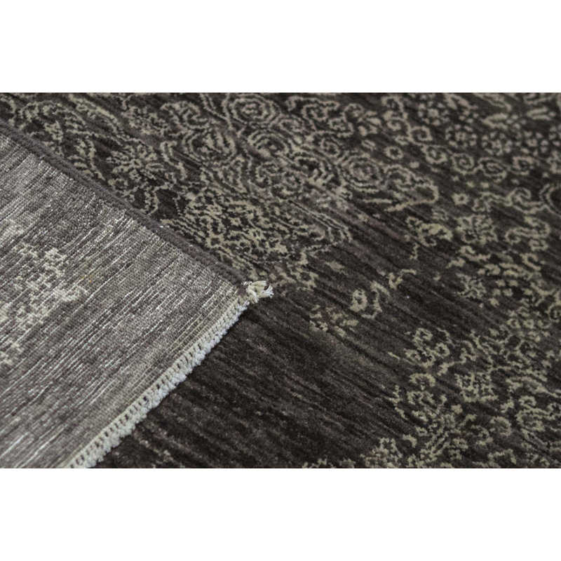 Tapis brun et crème noué à la main de haute qualité