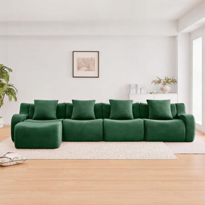 Canapé modulaire en tissu avec repose-pieds Teddy, sans assemblage