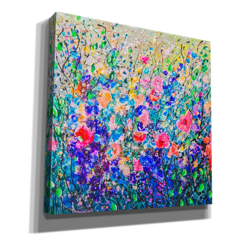 «Colorful Flowers» par Lena Owens, art mural sur toile, H 12 po x l 12 po x P 0,75 po