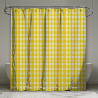 Yellow White Gingham Shower Curtains Extra Long