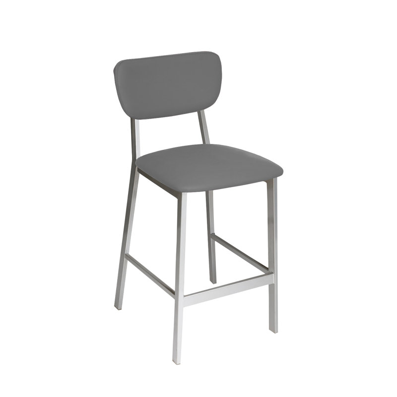 Tabouret Hamilton, siège et dossier en vinyle Tandoori de qualité 3 - structure en acier, Argent argent, 1, Gris