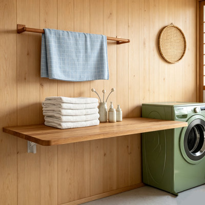 40'' x 20'' Wooden Wall-Mounted Laundry Folding Table