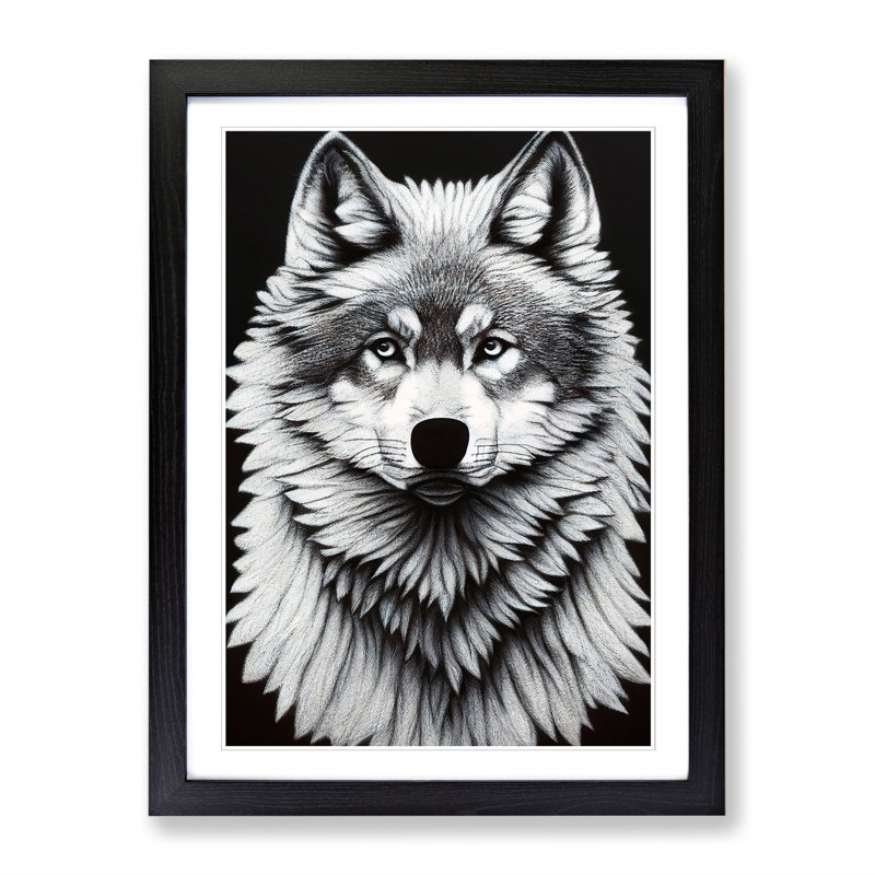 Wolf Chalk - Single Picture Frame Print, 34cm H x 25cm W x 2cm D, Walnut