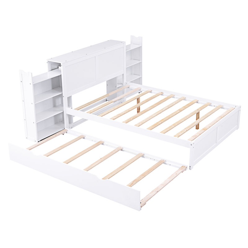 Lit plateforme avec rangement et tablettes gigognes