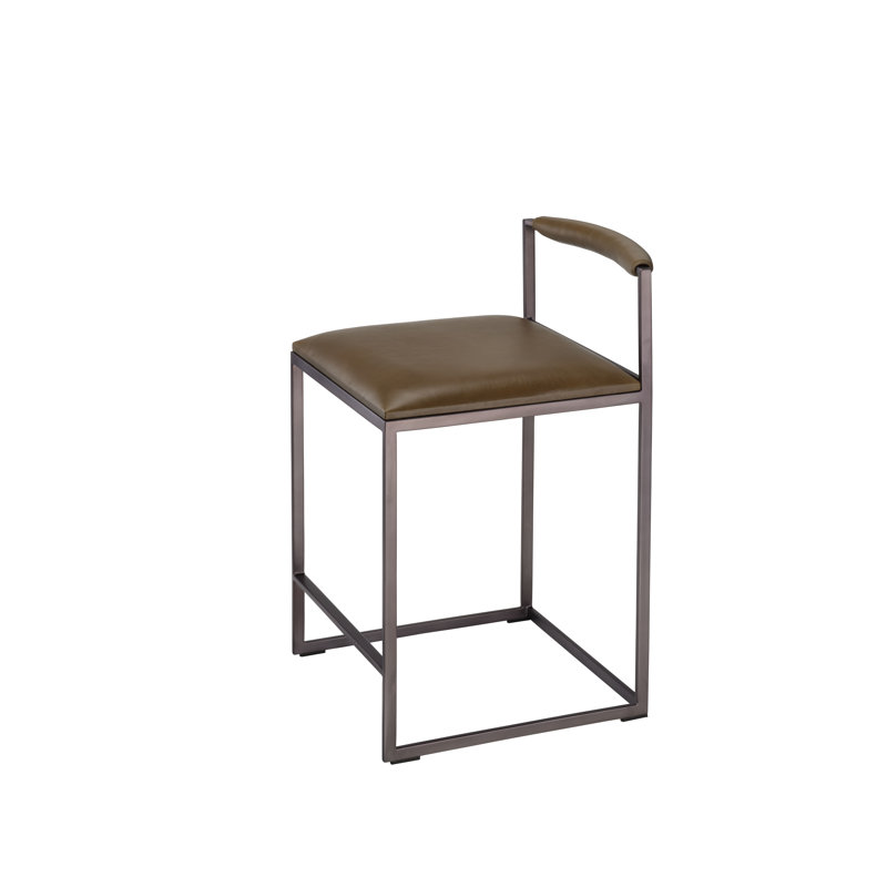 Tabouret de comptoir en cuir Bradbury, truffe, Truffe