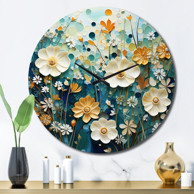 Green Blue Tranquil Oasis II - Abstract Botanicals Wall Clock