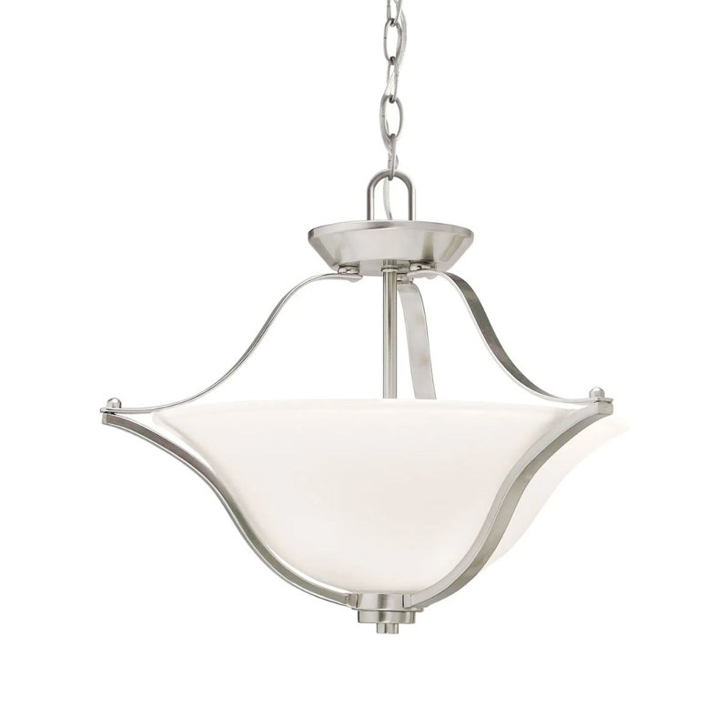 Plafonnier semi-encastré simple en forme de bol 18,75 po Avilla, Nickel brossé