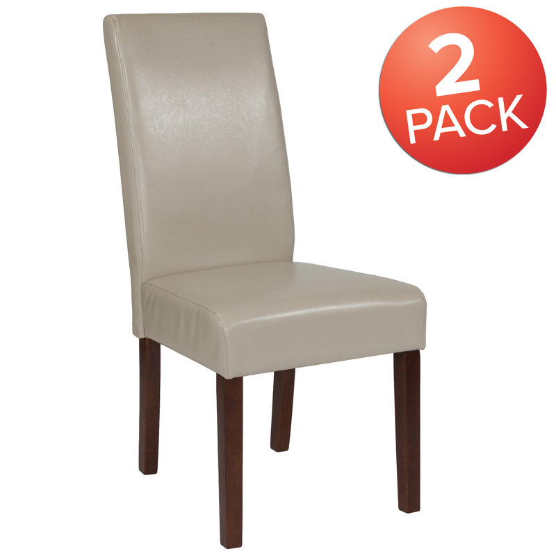 Arruda Upholstered Parsons Chairs-Panel Stitching, Beige, 2