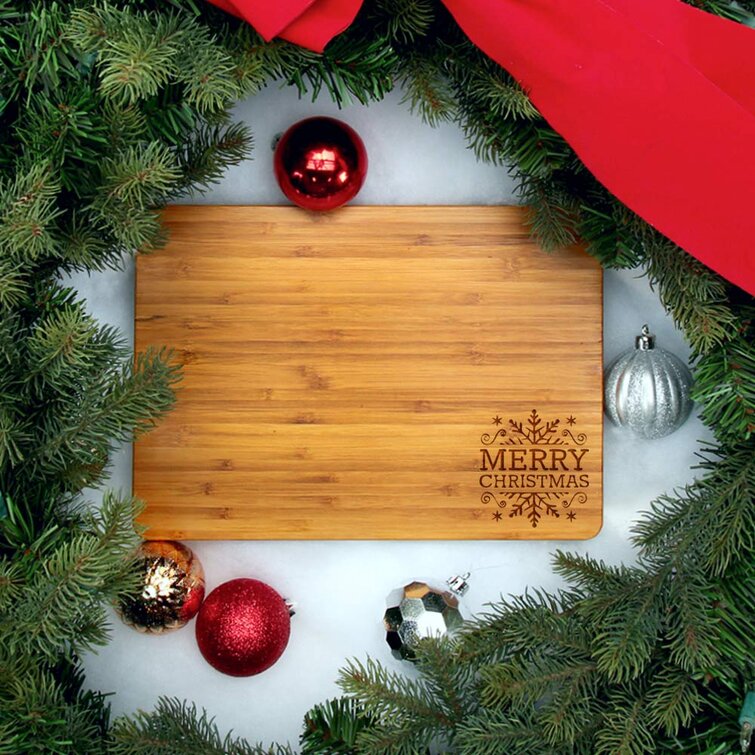 Merry Christmas (Design 1) Small Bamboo Laser Etched Cutting Board