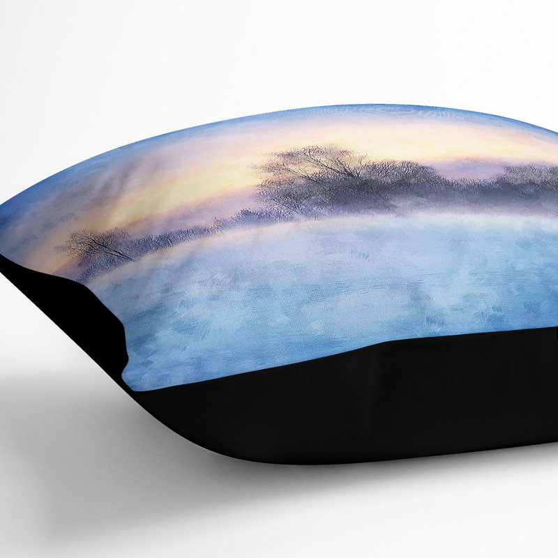 Trees at Wintertime in Slovakia Cushion with Filling, 40cm H x 40cm W x 15cm D, Black