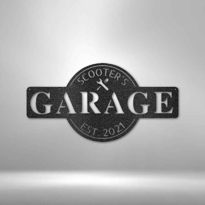 Monogramme de garage personnalisé, H 17 po x l 17,5 po x P 0,5 po, Oui, Noir