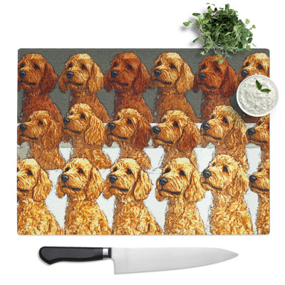 Labradoodle Pattern Vol.1  Glass Chopping Board