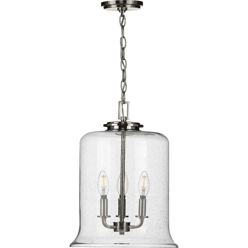 Luminaire suspendu en forme de cloche à 3 lumières Nedmond, Argent