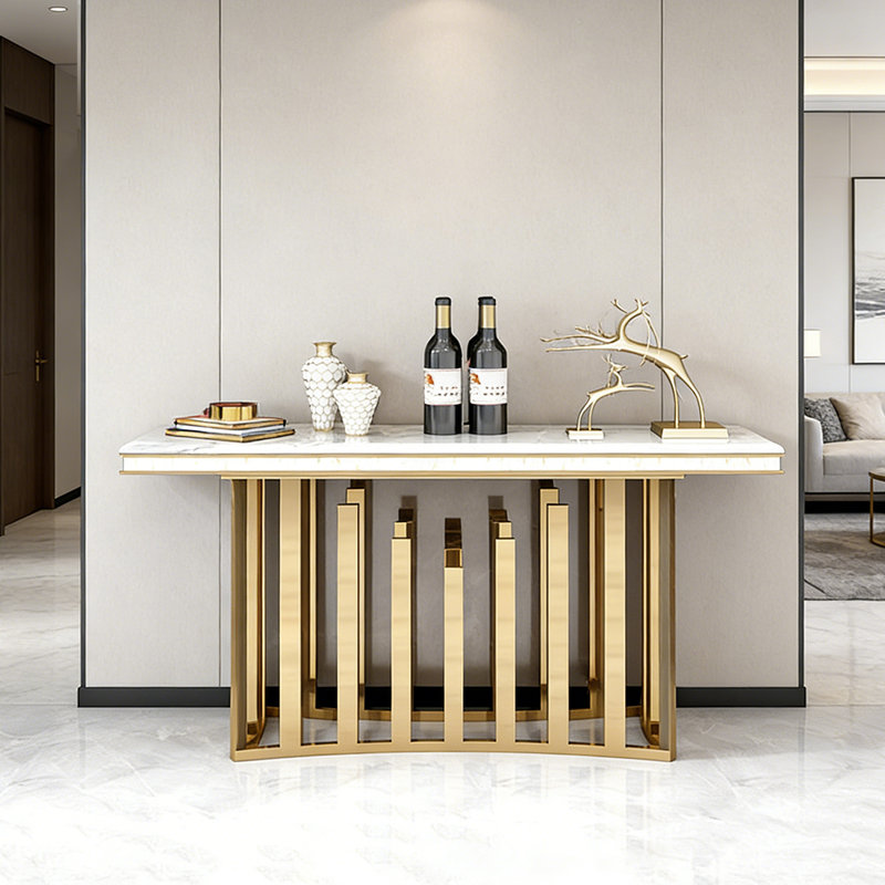 Console de luxe en métal., H 33,46 po x l 47,24 po x P 17,72 po, Blanc
