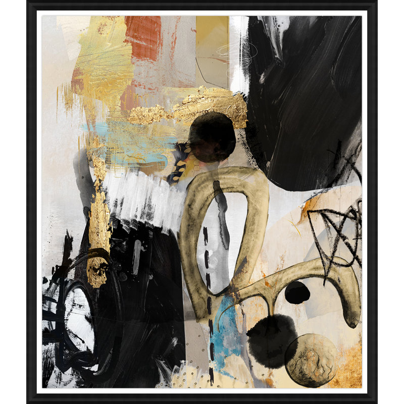 Rock Out, Gilded Gold Paper in Black Glass Frame, Black, 54" H x 47" W