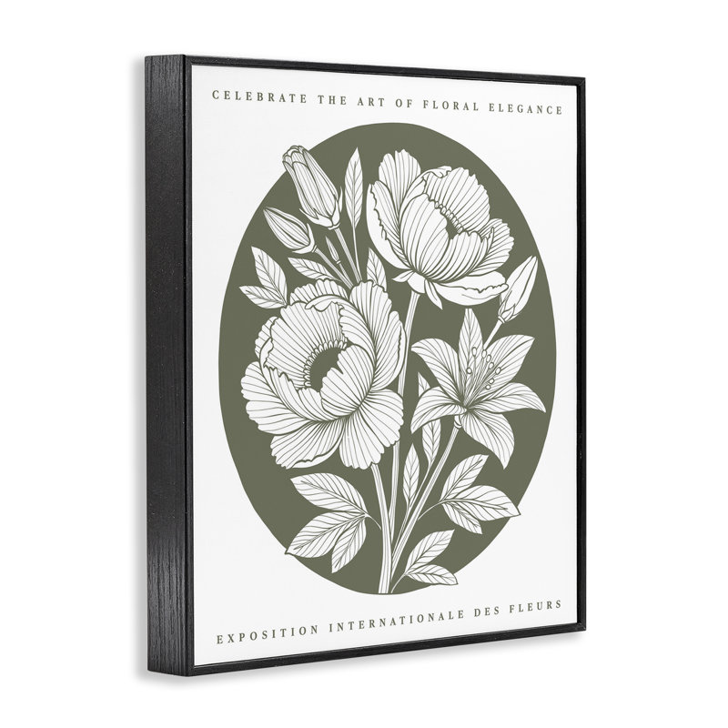 «Rounded Green Iris Blossoms», estampe numérique encadrée, Giclée encadrée noir minuit, H 14 po x l 11 po