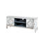 Meuble télé en miroir pour téléviseur de 65 pouces et plus, console à 2 armoires argentées, support d'accessoires de salon moderne, avec rangement ouvert et 2 armoires, décoration