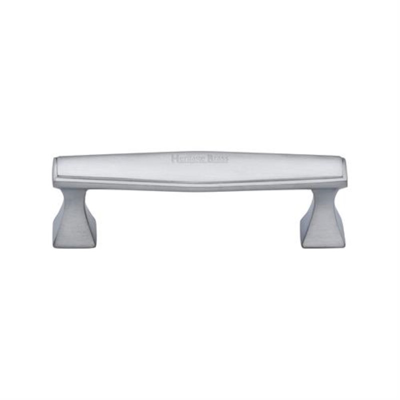 Heritage Brass Heritage Cabinet Pull Deco Design, Satin Chrome, 2.5cm H x 17.7cm W x 3.5cm D