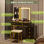 Makeup Vanity with Tri-Color Dimmable Light Mirror, Charge Station, 5-Drawer Sub-Cabinet, Soft Stool-823770324