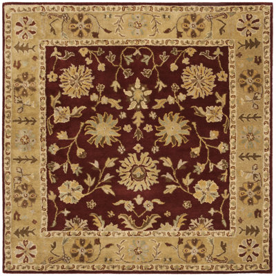 Tapis rouge / doré en laine touffeté à la main Balthrop