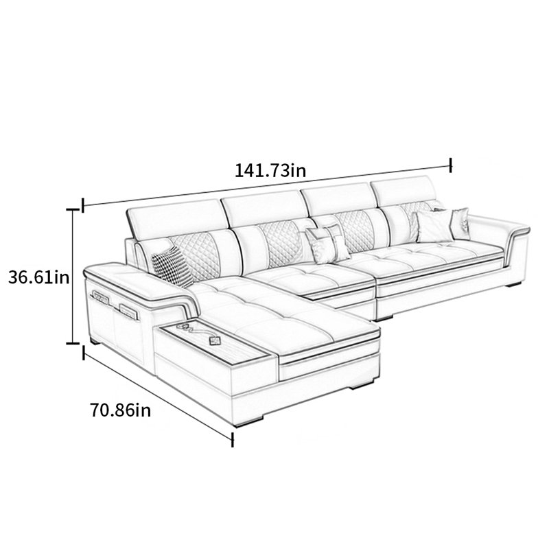 Ogilvie, 36.61" H x 141.73" W x 70.86" D