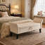 Banc de lit 51,5 po avec rangement en velours beige-131203649