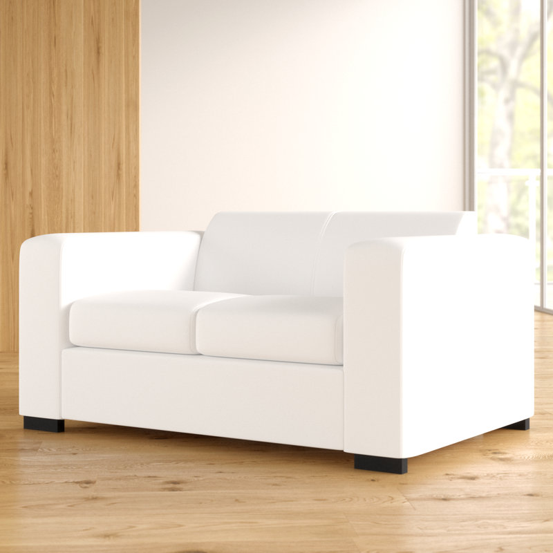 Kaylie 2 Seater Faux Leather Loveseat, White