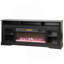 Console de télévision avec foyer électrique, rangement ouvert et armoires latérales, conception durable et peu encombrante, décor élégant pour le salon et la chambre à coucher-121050398