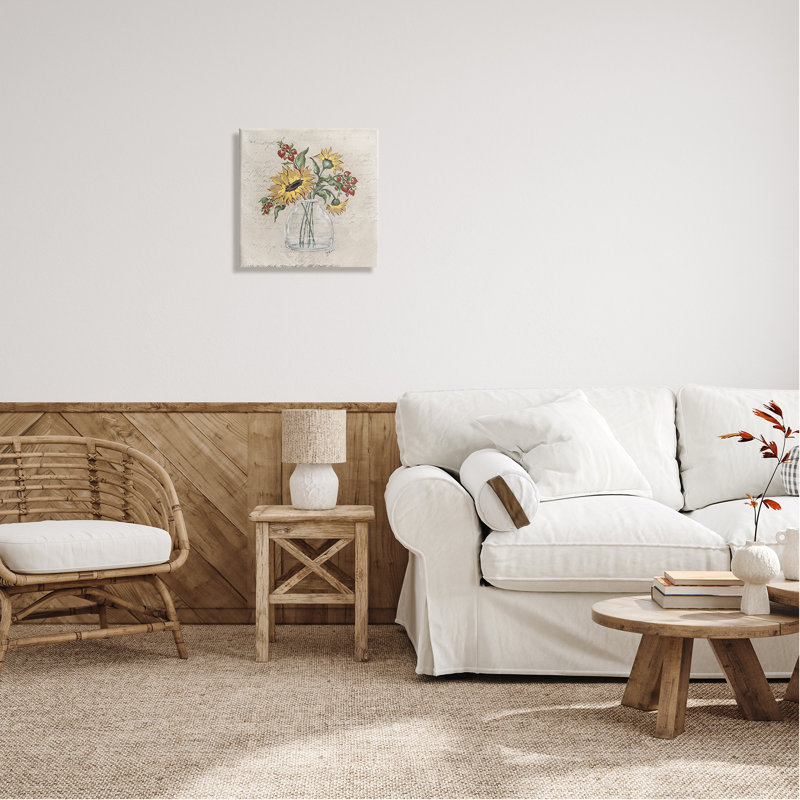 Arrangement de tournesol rétro par Julie Norkus - impression, H 17 po x l 17 po x P 1,5 po, Toile tendue