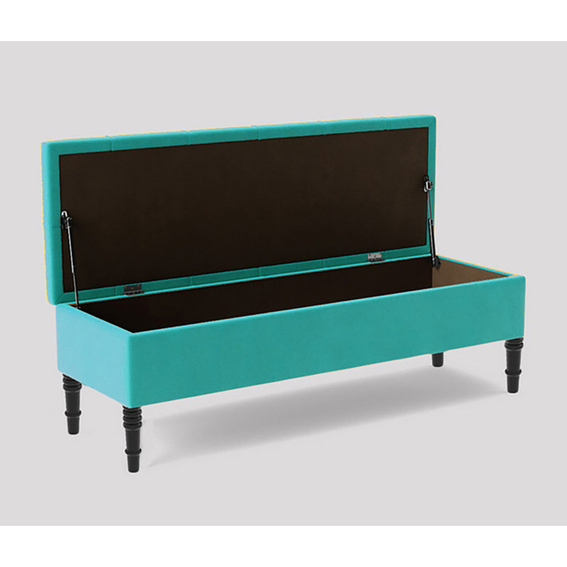 Storage Bench, Teal Plush Velvet