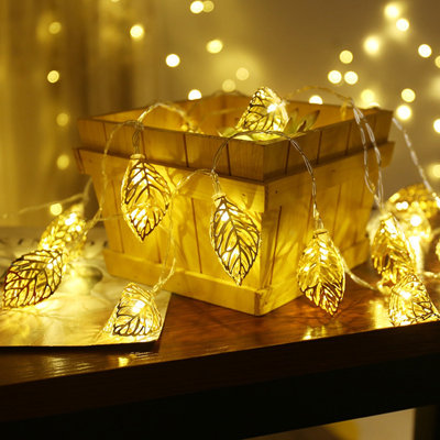 Christmas Decorations Christmas String Lights 6.6 Ft Hollowed Out Leaves String Lights Christmas and Thanksgiving Decorations Warm Colored Light