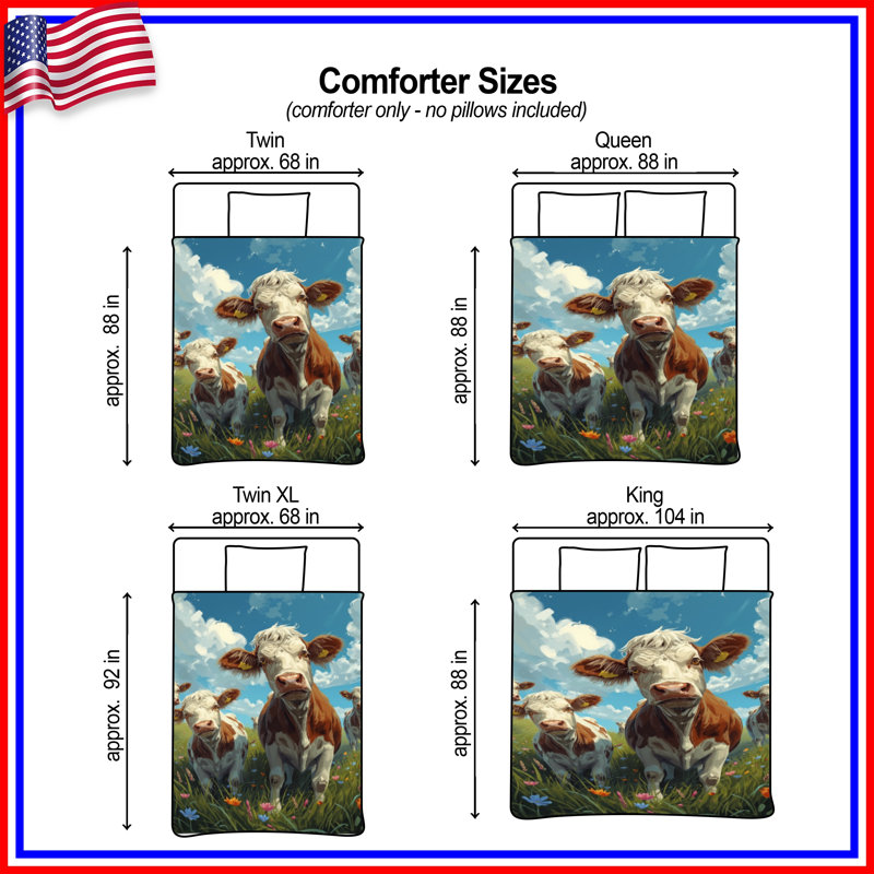 Cows In Flower Field Comforter, Twin Extra Long