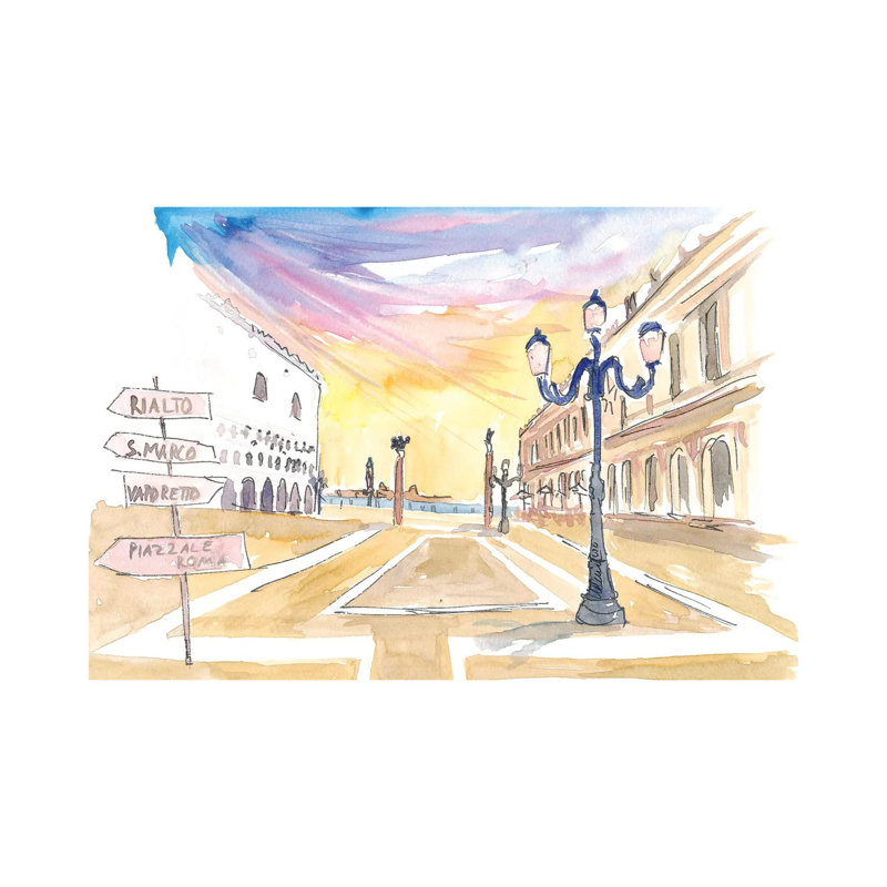 Per San Marco - Signpost on St Mark Square In Venice Italy 1 Piece Wrapped Canvas Painting, 30.48 cm H x 45.72 cm W