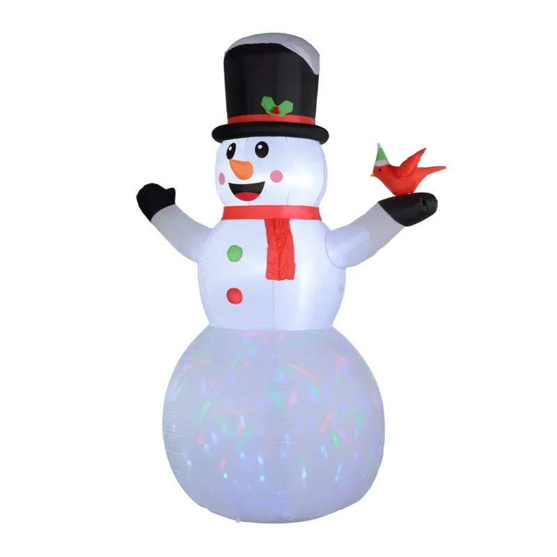 12 ft Giant Inflatable Snowman with Rotating LED Lights, Black Hat and Red Scarf, Indoor/Outdoor Christmas Yard Decoration
