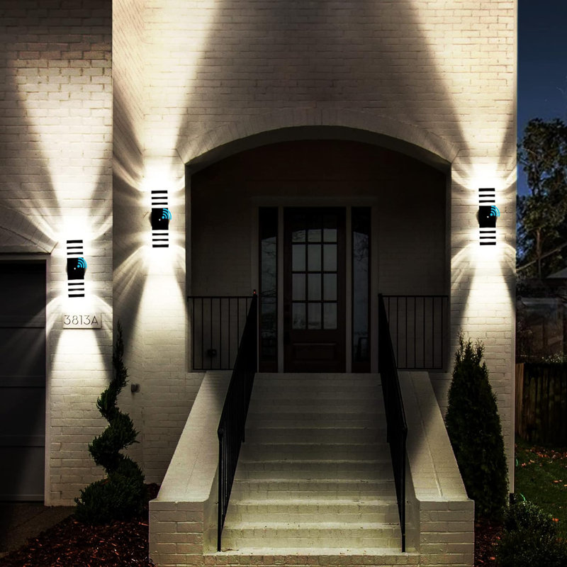 Matte Black Modern Plug-In Outdoor Wall Sconce Set
