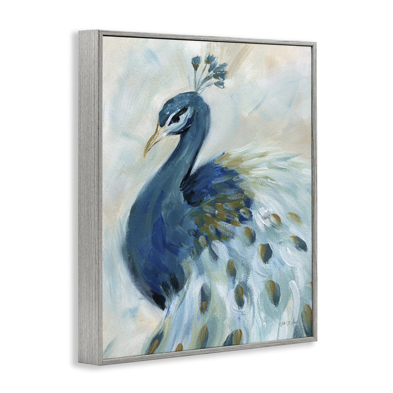 Élégant paon bleu, estampe numérique encadrée par Yvette St. Amant, Estampe numérique Farmhouse, H 14 po x l 11 po